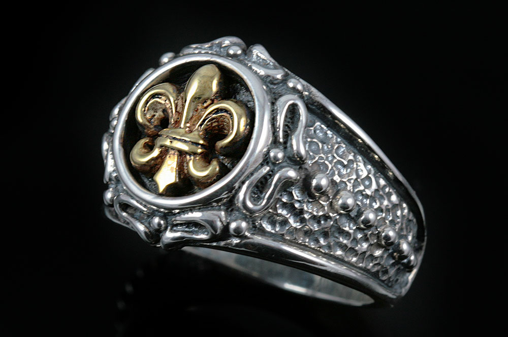 Adrian Bronze Fleur De Lis Sterling Silver Ring MR-044