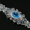 Alexandrina Ladies Baroque Luxurious Silver Blue Topaz Bracelet LBR-016