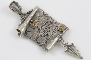 Amore Old Latin Two Tone Bronze & Sterling Silver Pendant PT-086