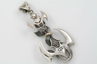 Aquarius Dragon Twisted on Axe Gold & Silver Pendant PN-002