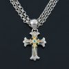 Baby Cross Green Diamond Two Tone Gold & Silver Necklace CH-104