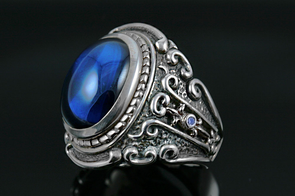 Baron Blue Sapphire Silver Ring MR-030SB