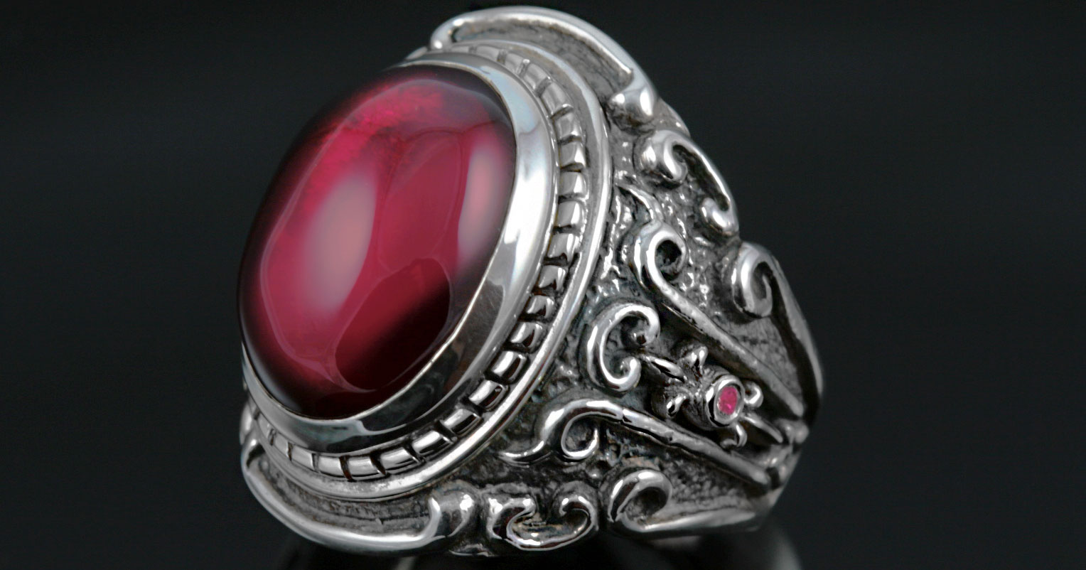 Baron Red Ruby Silver Ring MR-030SR