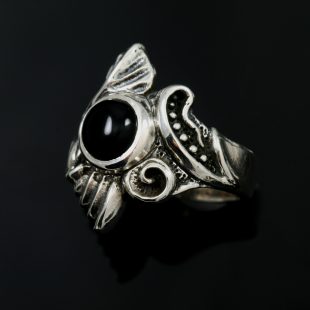 "BELADONNA" Black Gothic Sterling Silver Ring With Onyx LR-165