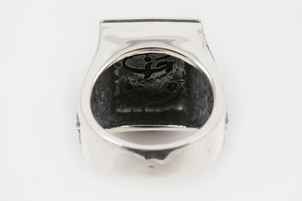 Bisagio Gothic Style Oxidized Silver Ring LR-081