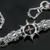 Biting Ruby Eyed Lions Luxurious Sterling Silver Bracelet BR-049