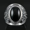 Black Gothic Sterling Silver Ring With Onyx MR-062