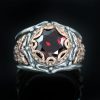 Catrina Oxidized Sterling Silver Ring With Red Garnet LR-068