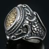 Charlemagne Baroque Style Silver and 18K Gold Two Tone Ring UR-069