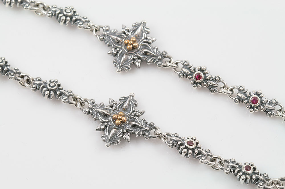 Charlotte Fleur-De-Lis Gothic Baroque Silver Necklace N-009