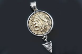 Cherokee Native American Oxidized Silver & Bronze Pendant PT-073