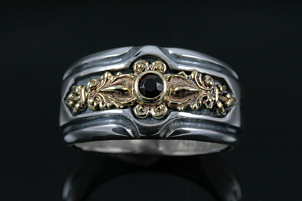 Cornelius Bronze & Ruby or 18K Gold & Black Diamond Sterling Silver Ring MR-046