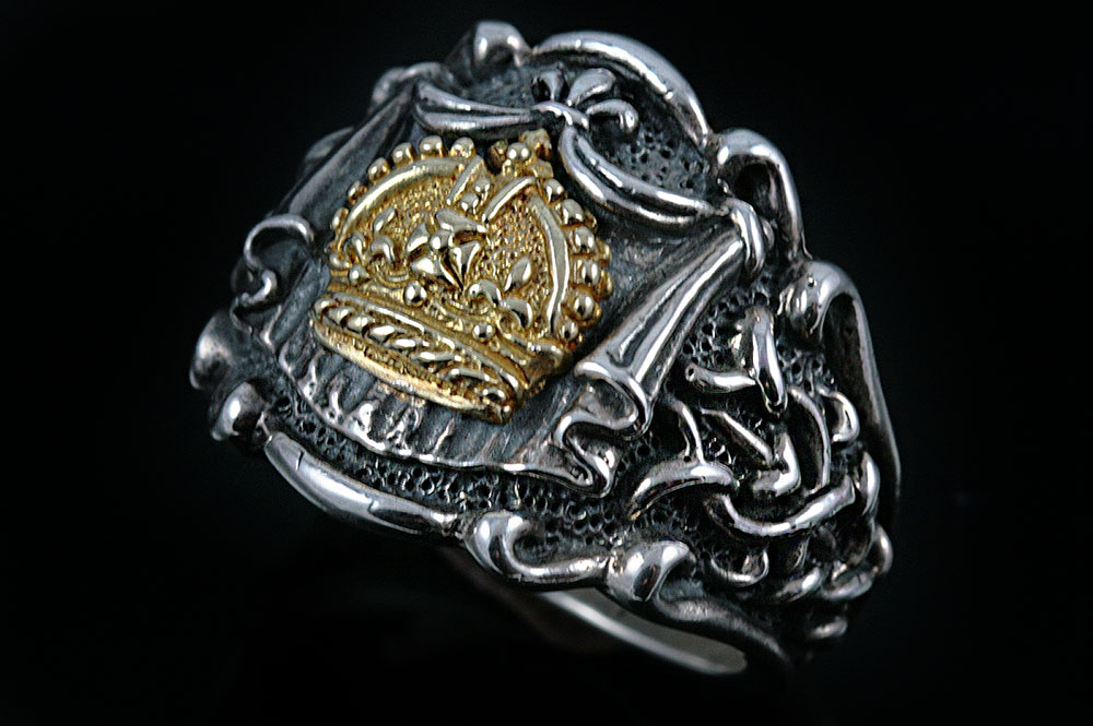 Gold Coronet Of Wales Silver Ring MR-034