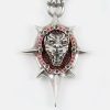 Dahil Lion Head on Red Stingray Skin Silver Pendant PN-043