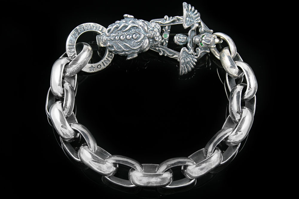 Dahil Lion & Angel Chain Link Silver Bracelet BR-009