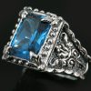 Elisabeth Natural Blue Zirconium Gothic Style Oxidized Silver Ring LR-076