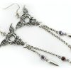Ermina Amethyst & Ruby Edgy Wing Drop Spike Sterling Silver Earrings ER-016