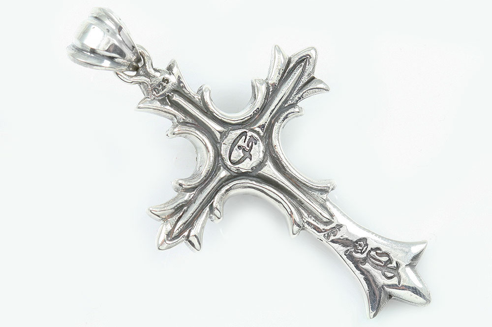 Floral Big European Gothic Cross Silver Pendant PT-025
