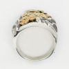 Flowers Long Modern Two Tone Silver Ring LR-101