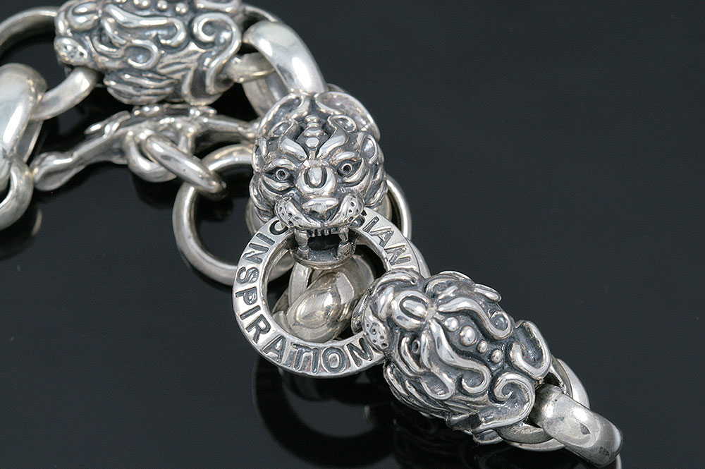 Four Lion Heads Symbolic Sterling Silver Bracelet BR-011