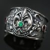 Franse Baroque Silver Ring With Tsavorite Garnet and Red Rubies UR-120E