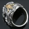 French Skull Gold Amethyst Eyes Silver Ring MR-005G