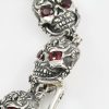 French Skull Ruby Eyes Luxurious Silver Bracelet BR-027