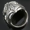 French Skull Ruby Eyes Silver Ring MR-005S