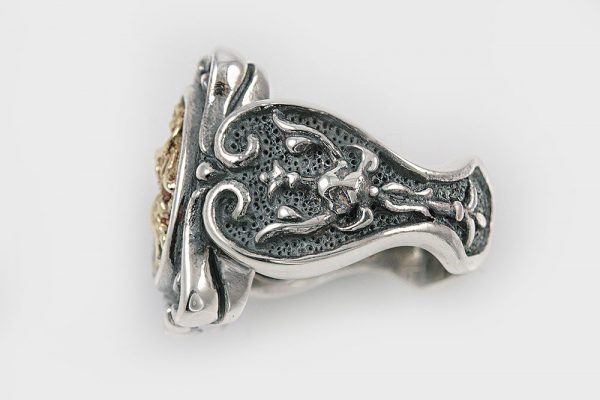 Golden Griffin Baroque Style Silver and 18K Gold Two Tone Ring UR-070