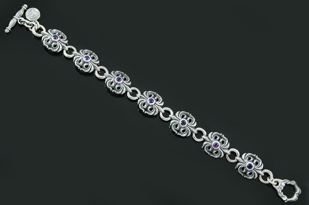 Gothic Amethyst Sterling Silver Bracelet LBR-018