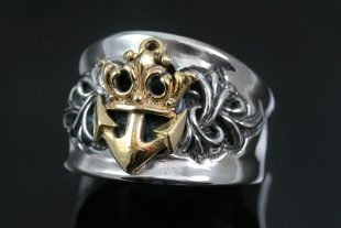 Honorius Navy Emblem Antique Style Oxidized Silver Ring MR-118