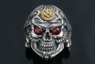 Japanese Samurai Skull Bronze & Silver 2 Tone Ring MR-129B