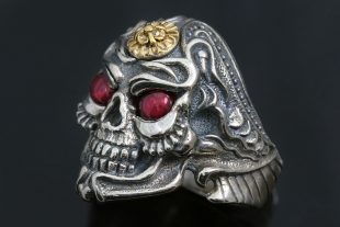 Japanese Samurai Skull Bronze & Silver 2 Tone Ring MR-129B