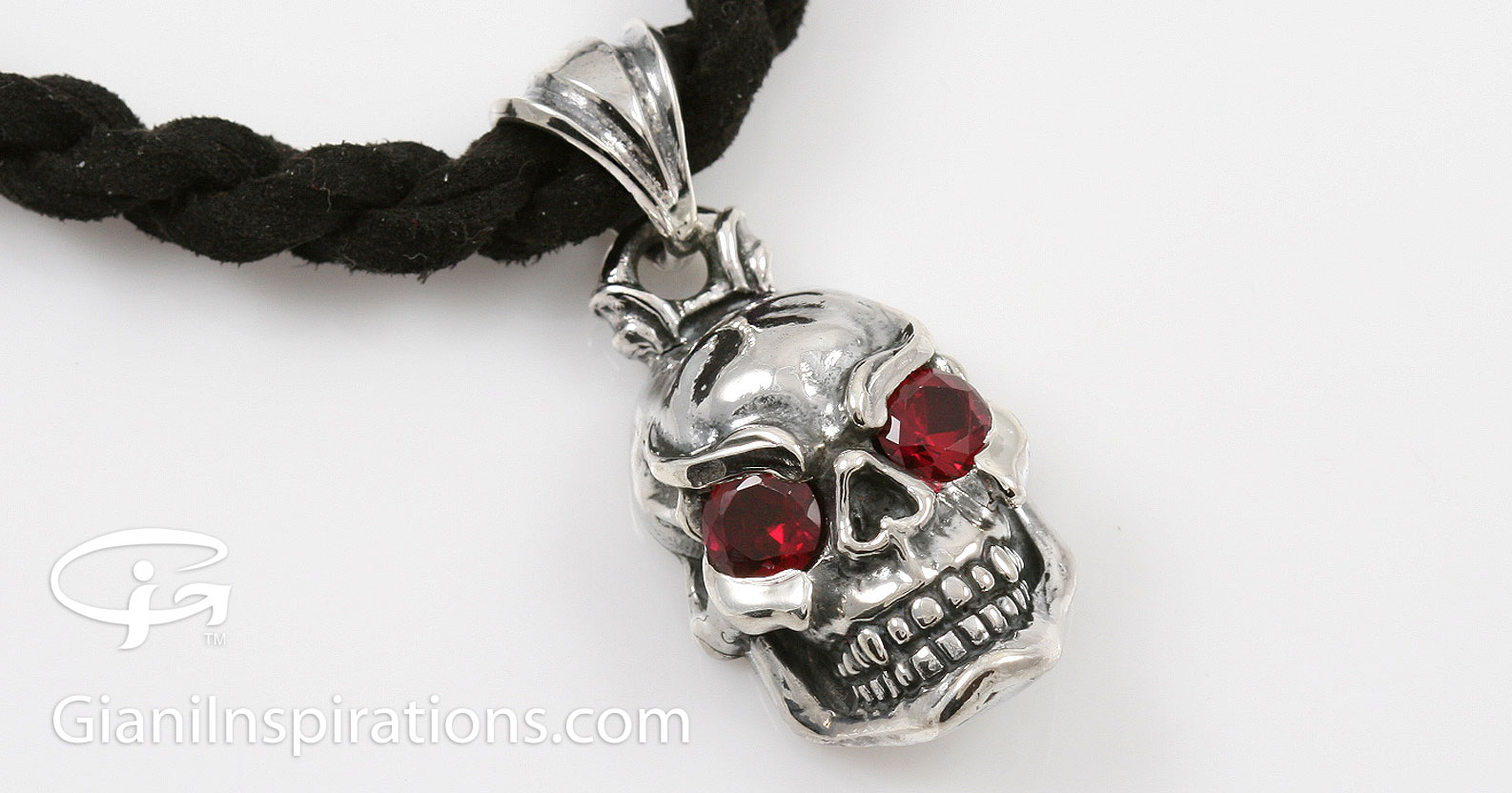 Jumbo Red Eyed Skull Silver Pendant PT-135
