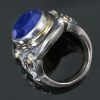 King Ring Heraldic Rampant Lion Blue Corundum Silver Ring MR-119B