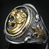 Leonidas Spartan Symbol Fascinating Gold & Silver Ring MR-126P