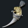 Leonidas Spartan Symbol Gold Lion Tooth Silver Pendant PT-028G