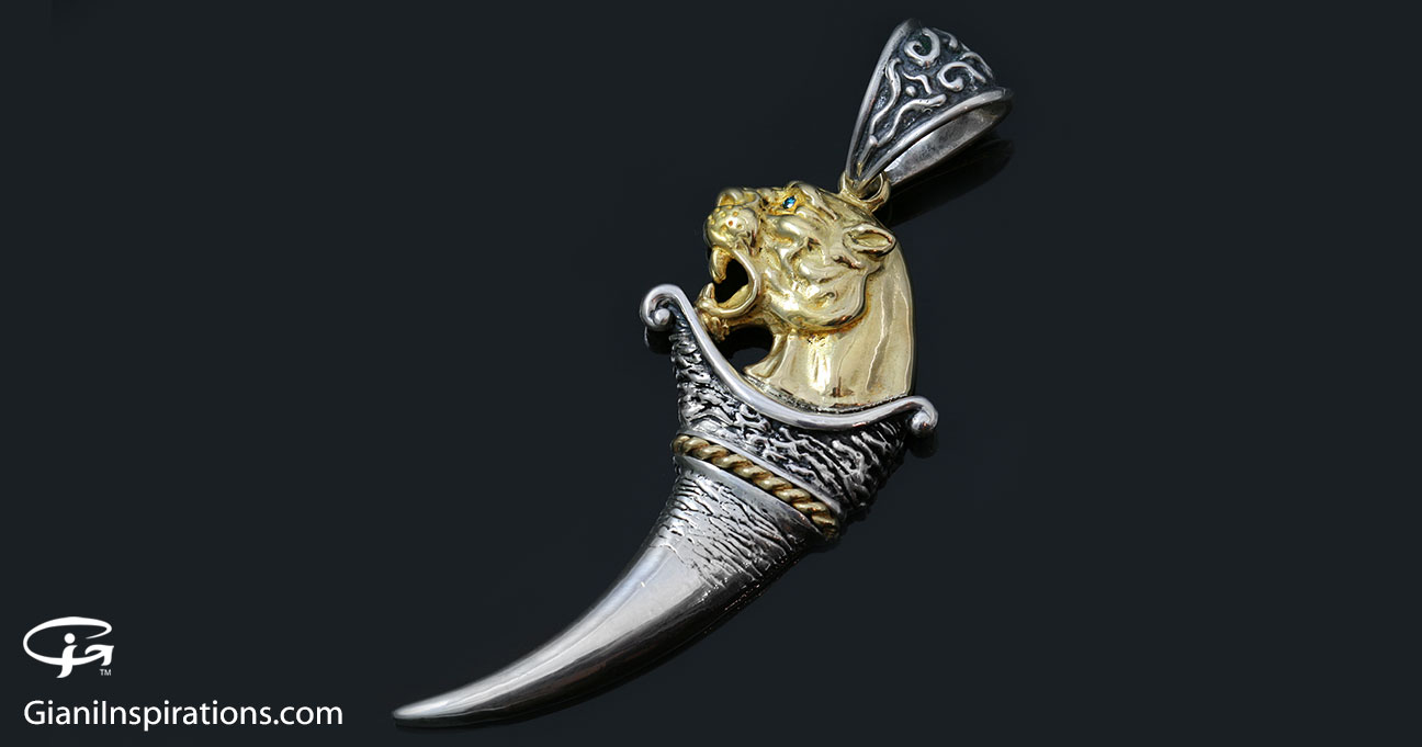 Lion tooth deals gold pendant