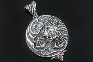 Libra Lion Holding Scales Silver Pendant PT-153