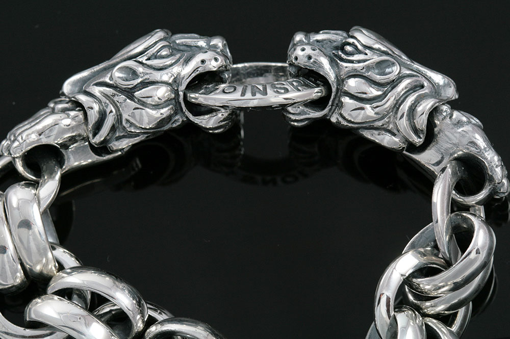 Lion Heads And Paws Symbolic Sterling Silver Bracelet BR-008