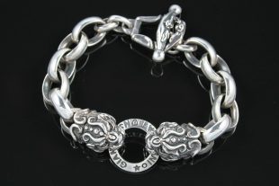 Lion Heads Symbolic Sterling Silver Bracelet BR-010