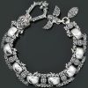 Lurda Panther Head Silver Bracelet With Angel & Skull Closure BR-046