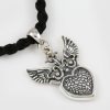 Madina Heart and Wings Silver Charm Pendant CH-100