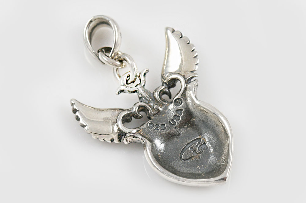 Madina Heart and Wings Silver Charm Pendant CH-100