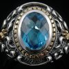 Marquis Blue Topaz Silver Ring MR-033T