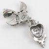 Melina Wings and Cross Heart Cabochon Ruby Silver Pendant PT-095