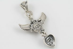 Narina Wings and Cross Heart Cabochon Sapphire Silver Pendant PT-096