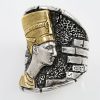 Nefertiti Egyptian Modern Bronze or 18K Gold Oxidized Silver Ring LR-139B