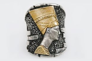 Nefertiti Egyptian Modern Bronze or 18K Gold Oxidized Silver Ring LR-139B