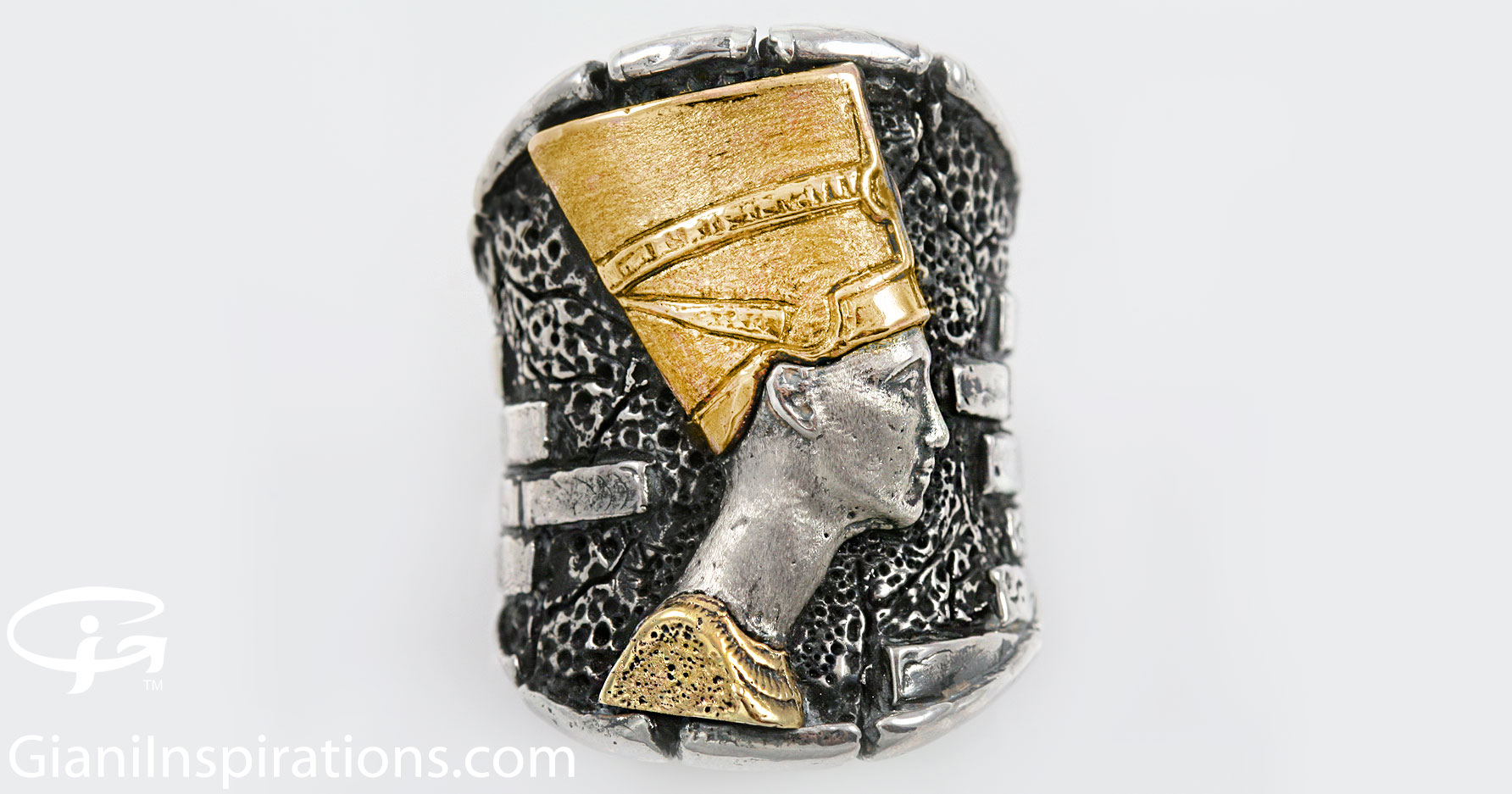 Nefertiti Egyptian Modern Bronze or 18K Gold Oxidized Silver